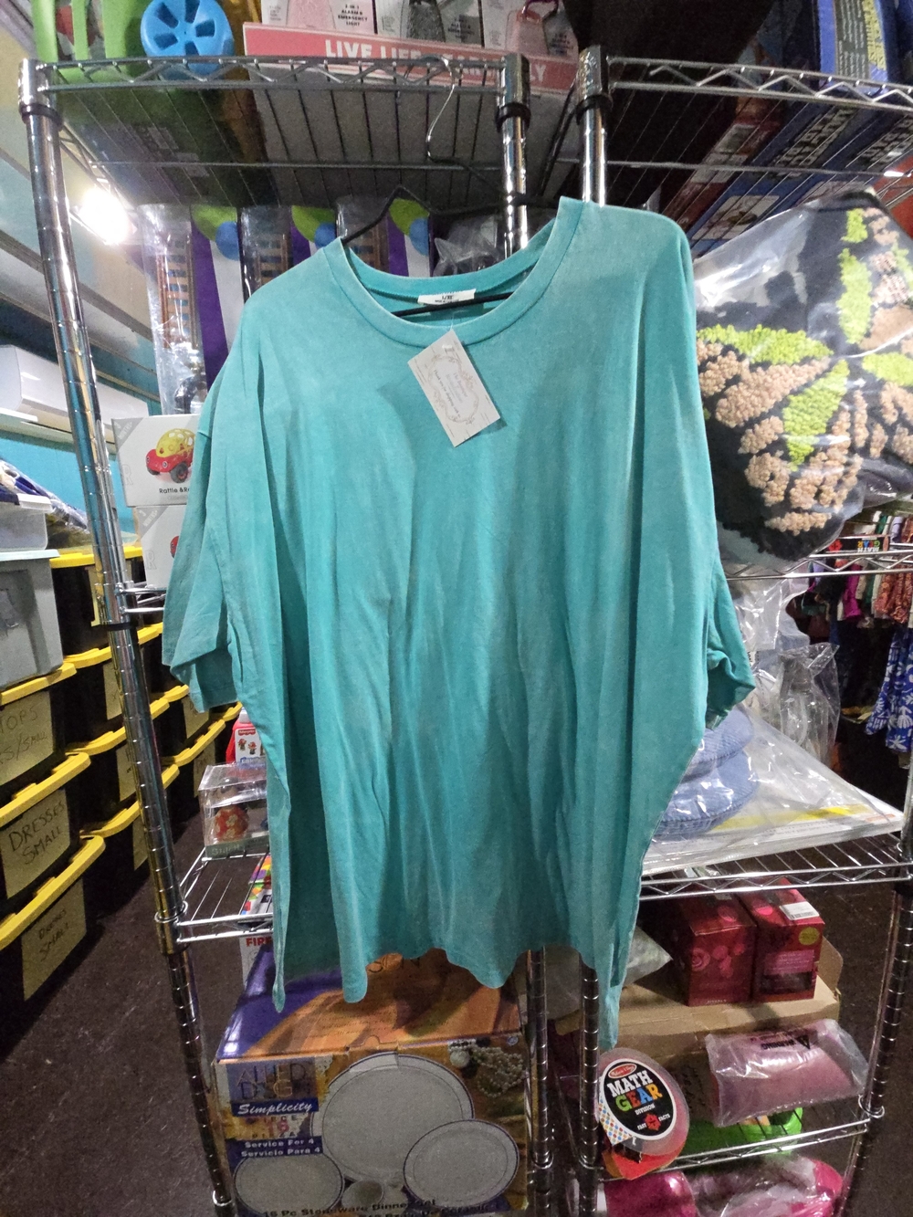 New Zenana L/XL  Relaxed Teal Short-Sleeve Shirt -